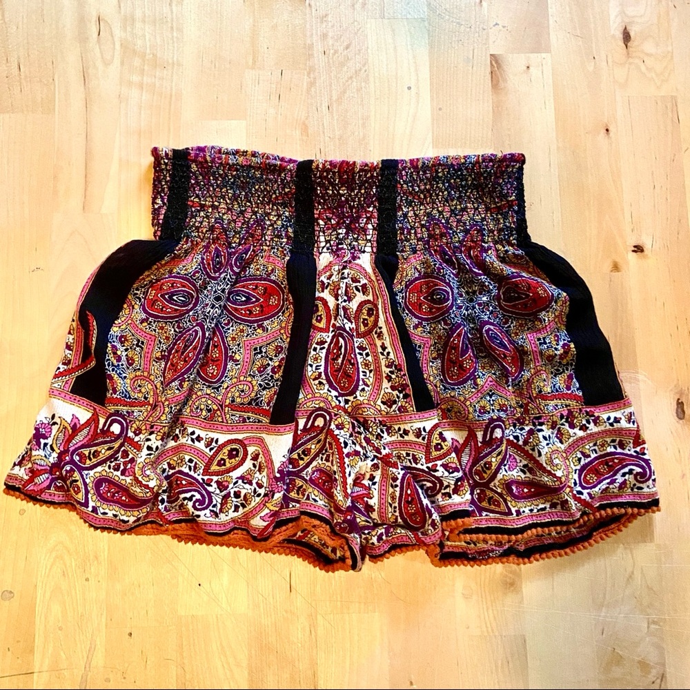 Paisley print boho shorts